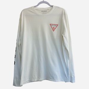 Guess | Red & White Long Sleeve Logo Tee | Men’s M | Classic Streetwear